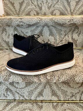 EUC Cole Haan Original Grand Wingtip Oxford Shoes in Black Knit Size 9.5 M